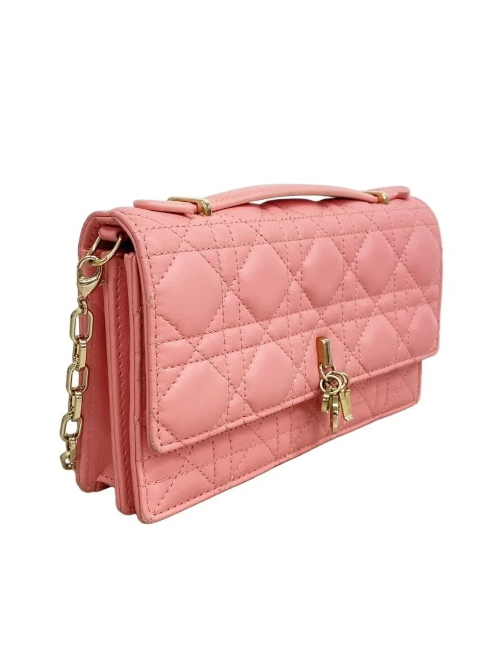 Dior Handbag Cannage MY Leather Pink Champagne Gold 2-Way Bag - Picture 2 of 10
